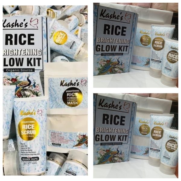 03 Pcs Kashee’s Organic Brightening Rice Skincare Kit – Natural Face Care Set