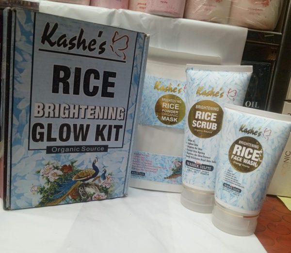 03 Pcs Kashee’s Organic Brightening Rice Skincare Kit – Natural Face Care Set