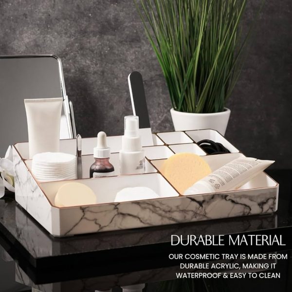 9 Compartment Marble Look Makeup Organiser