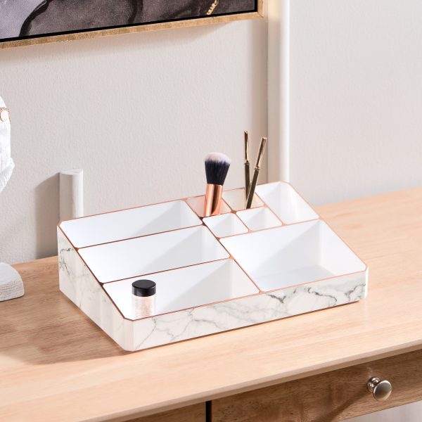9 Compartment Marble Look Makeup Organiser