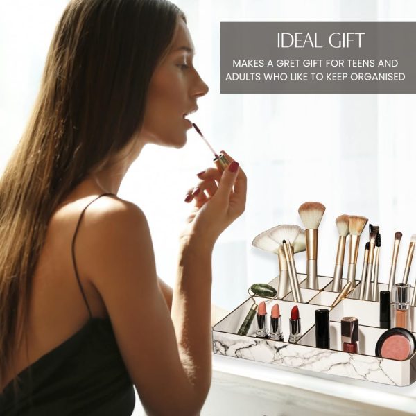 9 Compartment Marble Look Makeup Organiser