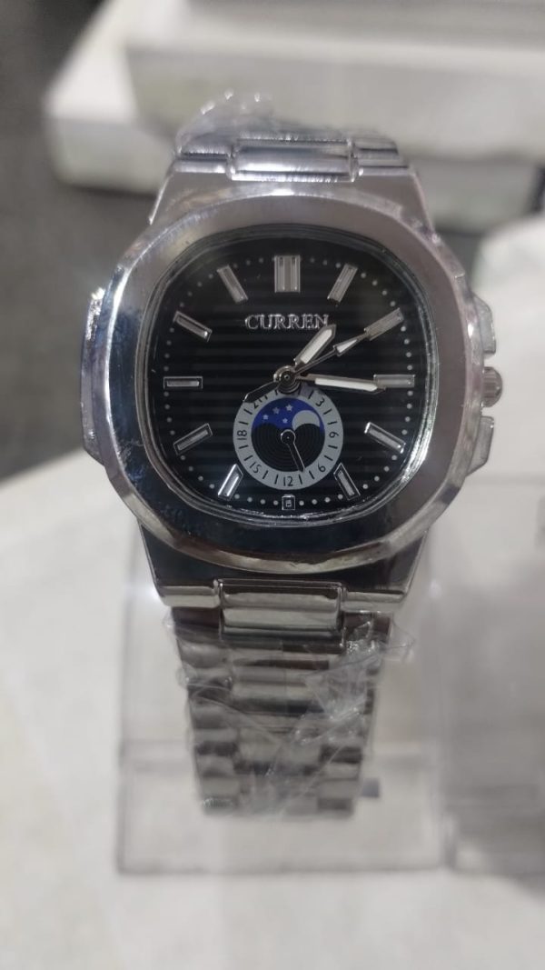 Curren Stainless Steel Couple Watch Set With Moonphase Design