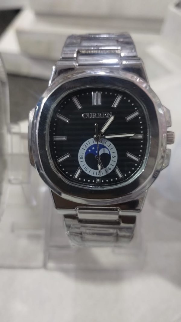 Curren Stainless Steel Couple Watch Set With Moonphase Design