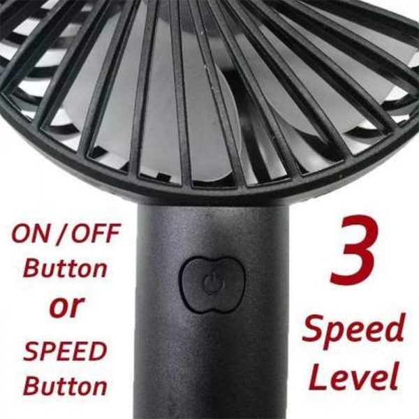 Portable Usb Rechargeable Fan | Handheld 3 Speed Strong Wind Electric