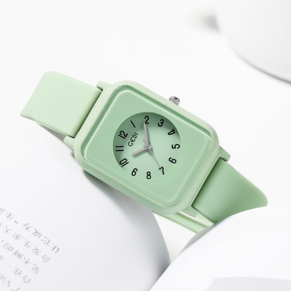 Silky Soft Strap Silicon Watch In Aesthetic Colors / Square Case