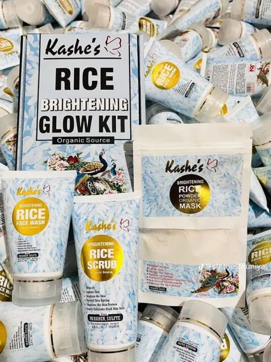 03 Pcs Kashee’s Organic Brightening Rice Skincare Kit – Natural Face Care Set