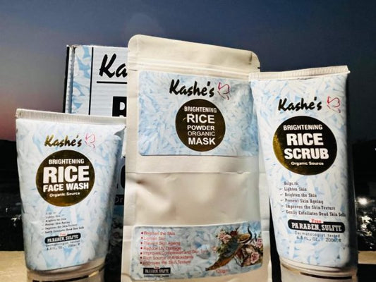 03 Pcs Kashee’s Organic Brightening Rice Skincare Kit – Natural Face Care Set
