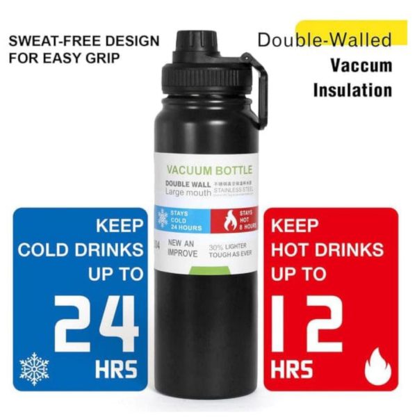 Insulated Vacuum Water Bottle [800ml] | Keeps Drinks Hot Or Cold (random Color)