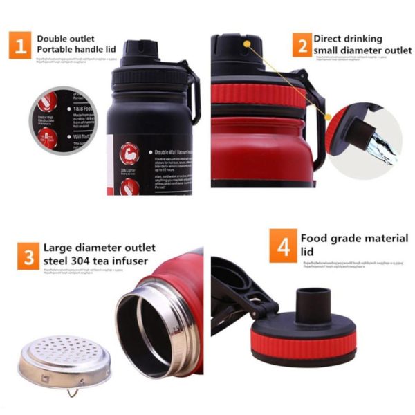 Insulated Vacuum Water Bottle [800ml] | Keeps Drinks Hot Or Cold (random Color)