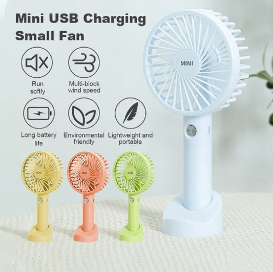Portable Usb Rechargeable Fan | Handheld 3 Speed Strong Wind Electric