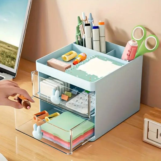 Rabbit Handle Clear Desk Organizer- Perfect For Pen ,makeup And Jewellery