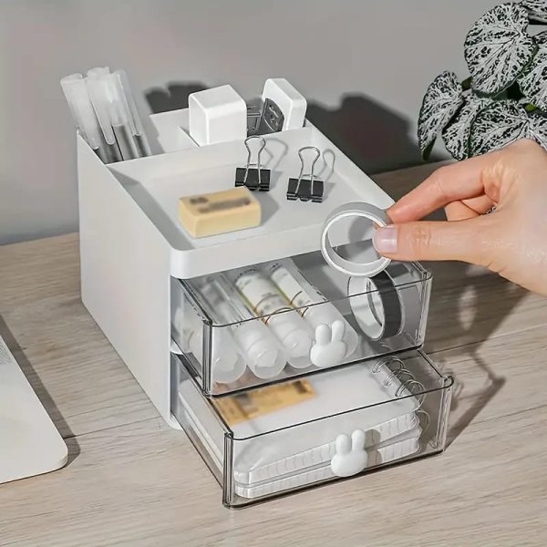 Rabbit Handle Clear Desk Organizer- Perfect For Pen ,makeup And Jewellery