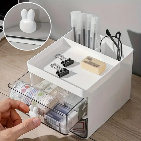 Rabbit Handle Clear Desk Organizer- Perfect For Pen ,makeup And Jewellery